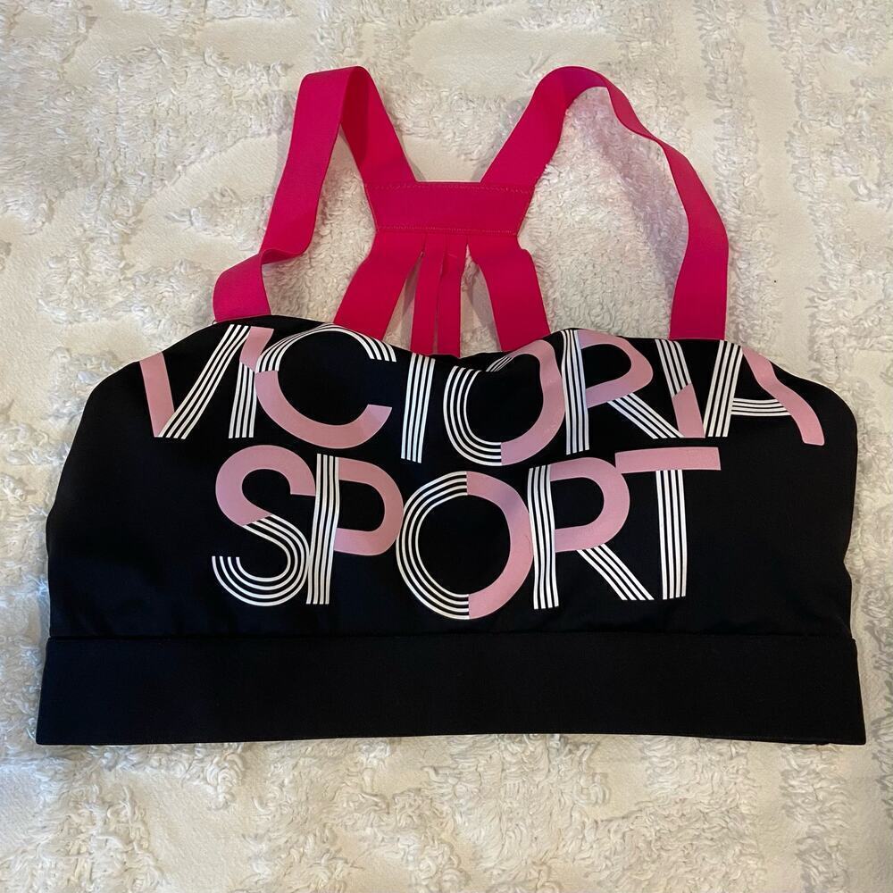 VICTORIA'S SECRET SPORT Bra Women's Sz S Black/hot Pink Subliminal Athletic